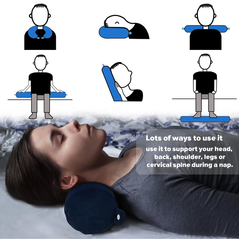 PG6 Twist Memory Foam Travel Pillow for Neck, Chin, Lumbar and Leg Support-for Travling on Airplane, Train, Bus or at Home-Adjustable, Bendable Roll Pillow with Washable Soft Cover - Image 4